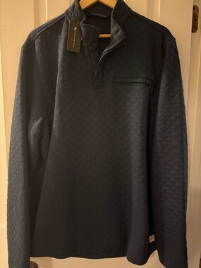 TravisMathew Quilted Quarter Zip Pullover Large Navy NWT